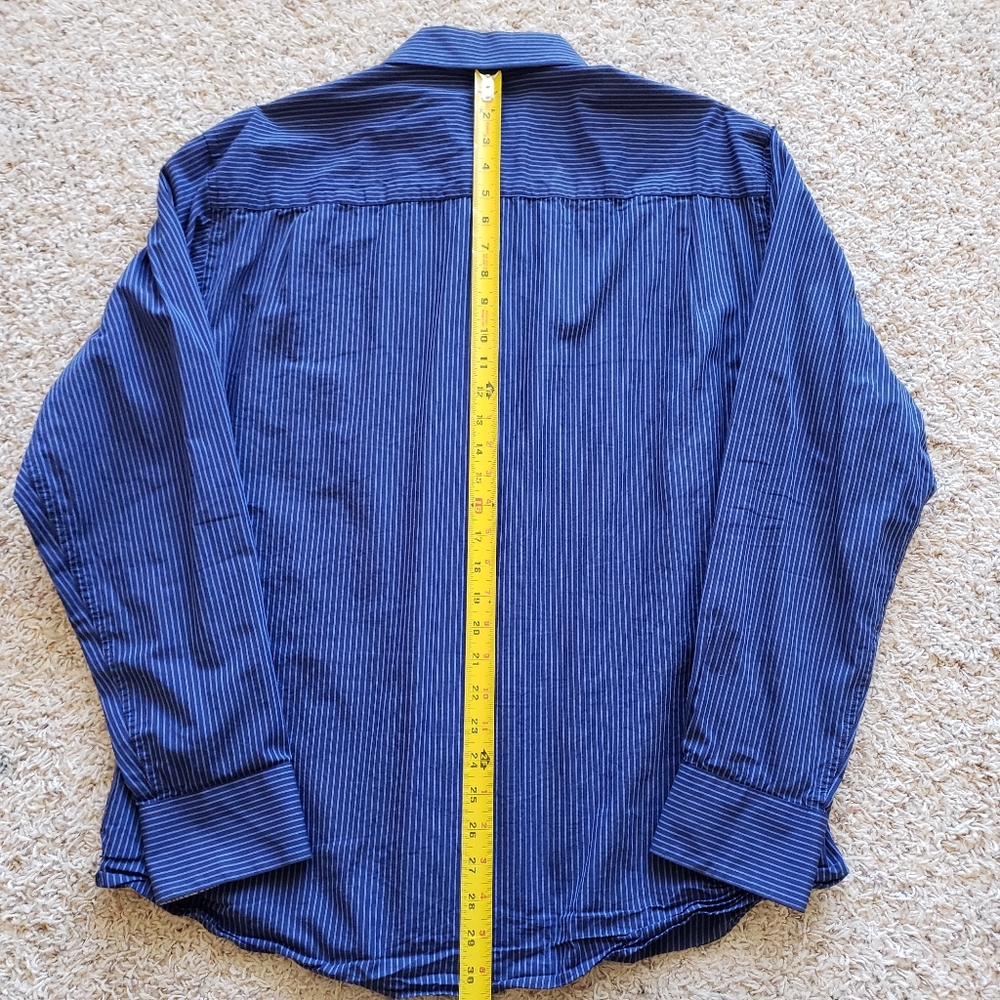 Emanuel Ungaro Men's Long Sleeve Blue Vertical Stripe Button Down Shirt Size XL - Picture 7 of 7